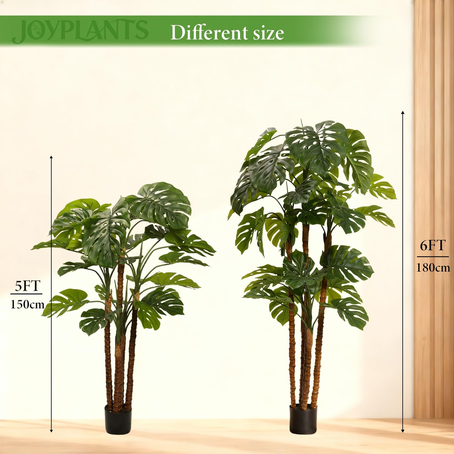 Joyplants 6FT Artificial Monstera,Fake Swiss Cheese Plants Faux Tropical with Bark and Black Pot for Indoor Outdoor Office Living Room Home Decor