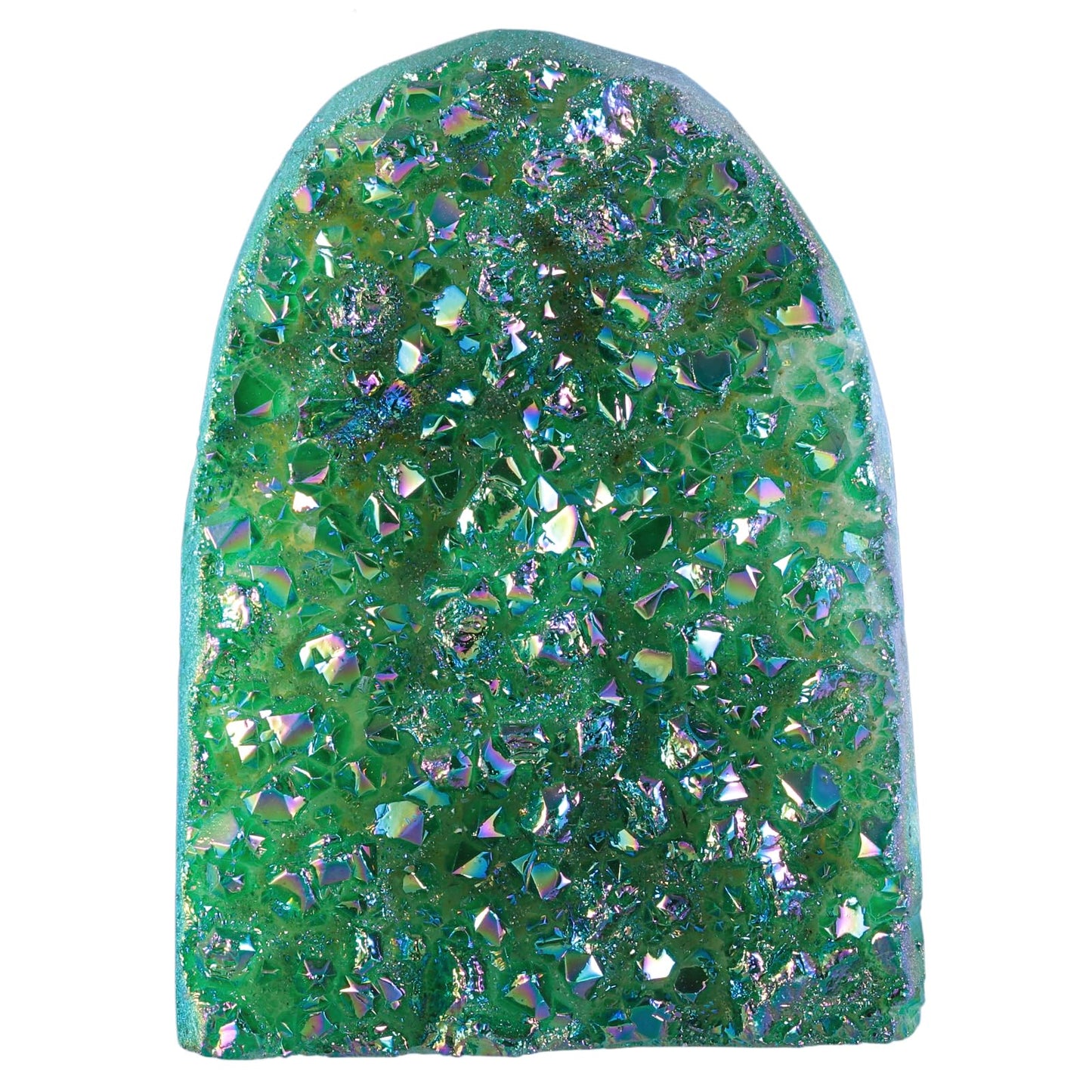 dssmboom Titanium Coated AB Rainbow Rock Quartz Crystal Cluster for Home Decor, Irregular Stone Geode Specimen Mineral for Meditation Spiritual Healing, Green