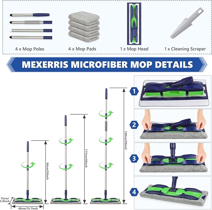 Microfiber Mops for Hardwood Floor Cleaning: MEXERRIS Flat Floor Mop