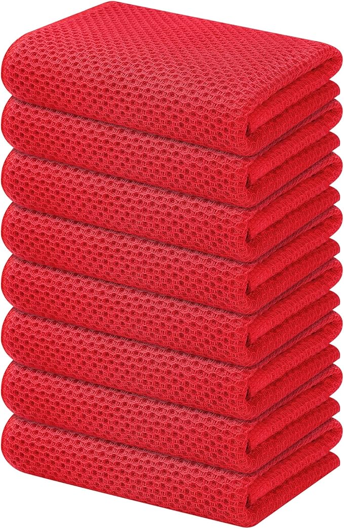 Kitinjoy 100% Cotton Waffle Weave Kitchen Hand Towels