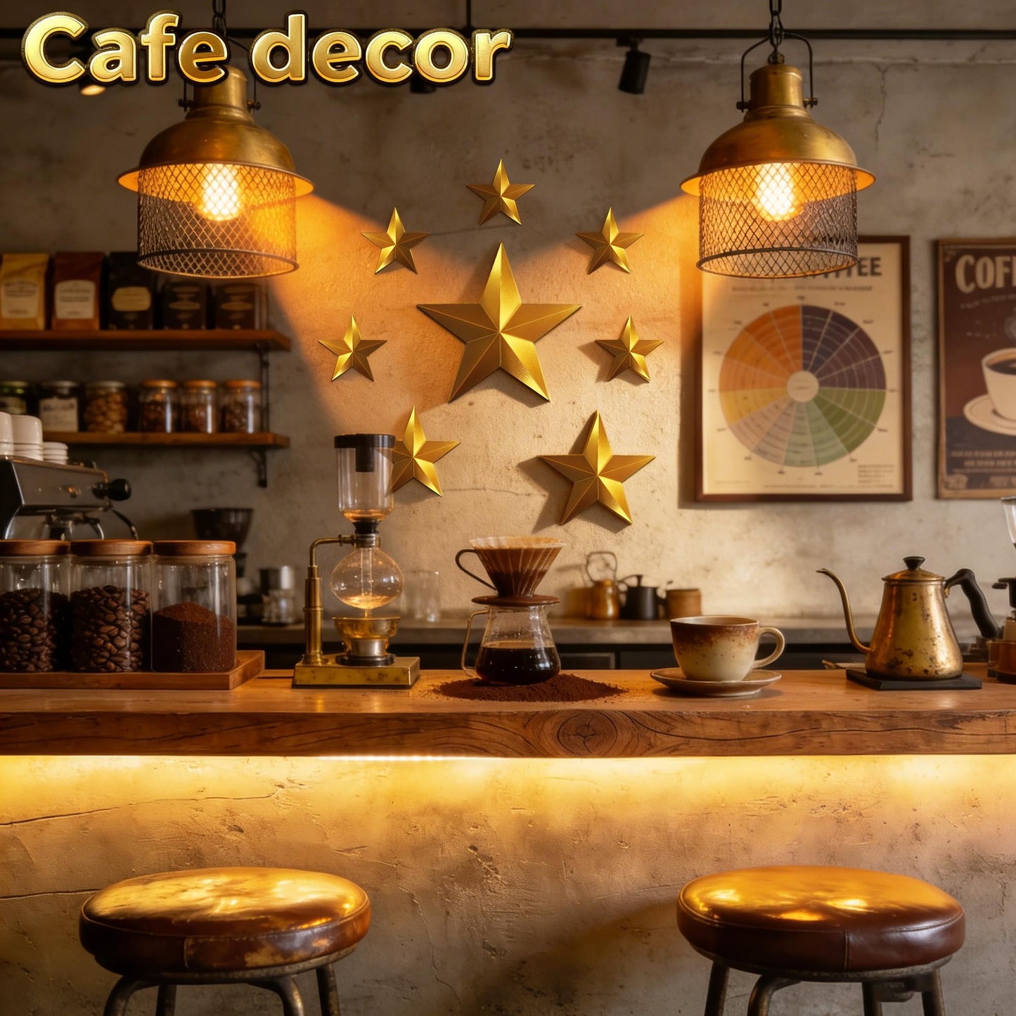 SFNN 8 Pcs Star Wall Decor Modern Celestial Home Decor,Retro Decor for Living Room Bedroom