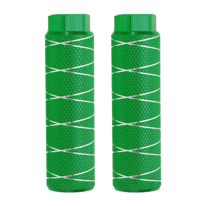 PATIKIL Bike Pegs Fit 3/8 Inch Axles, 2 Pack Aluminum Alloy Anti-Skid Lead Foot Small Bicycle Peg Back Seat Stands with Thin Line for BMX Mountain Dirt Bike Cycling Rear, Green