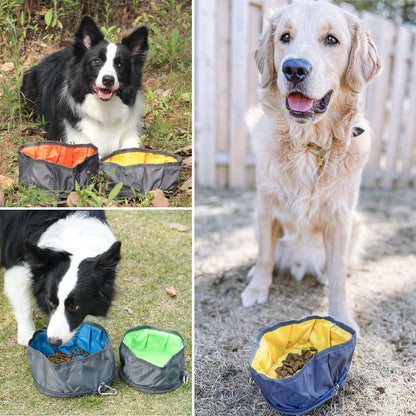 LumoLeaf Collapsible Dog Travel Bowl, 2 Packs Large 68oz/80oz Lightweight Foldable Bowl, Water and Food Bowls for Pets Dogs Cats with Zipper (8+10 Cups)