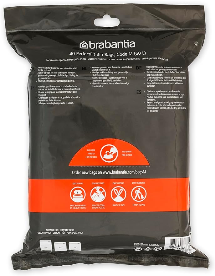 Brabantia PerfectFit Trash Bags Thick Plastic Trash Can Liners