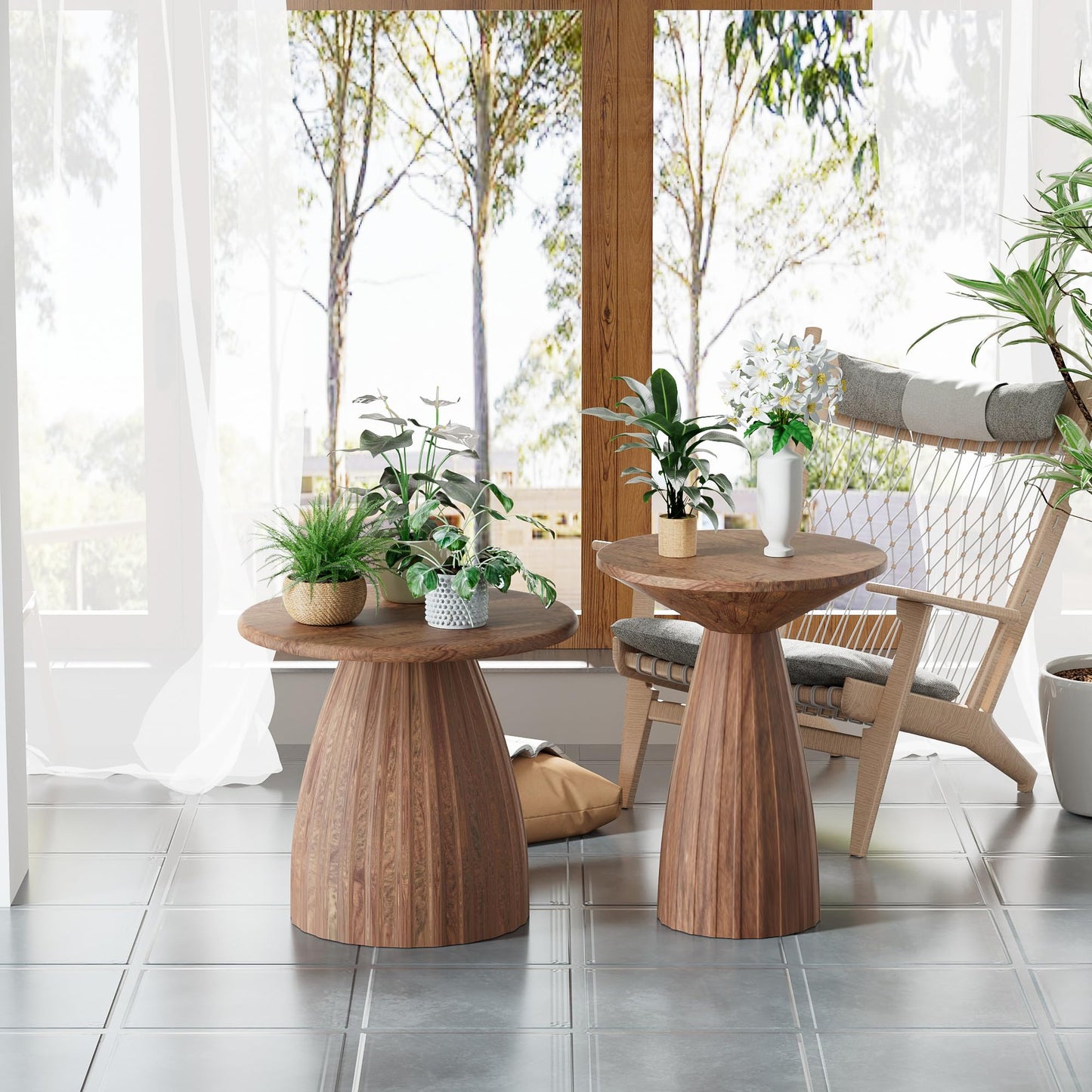 Xyulmeo Corner Metal Plant Stand Set of 2 Indoor, Anti-Rust Small Flower Pot Stand, Mid Century Modern Plant Holder, Round Single Plant Stool Shelf, for Home, Patio, Garden, Balcony, Outdoor, Gold