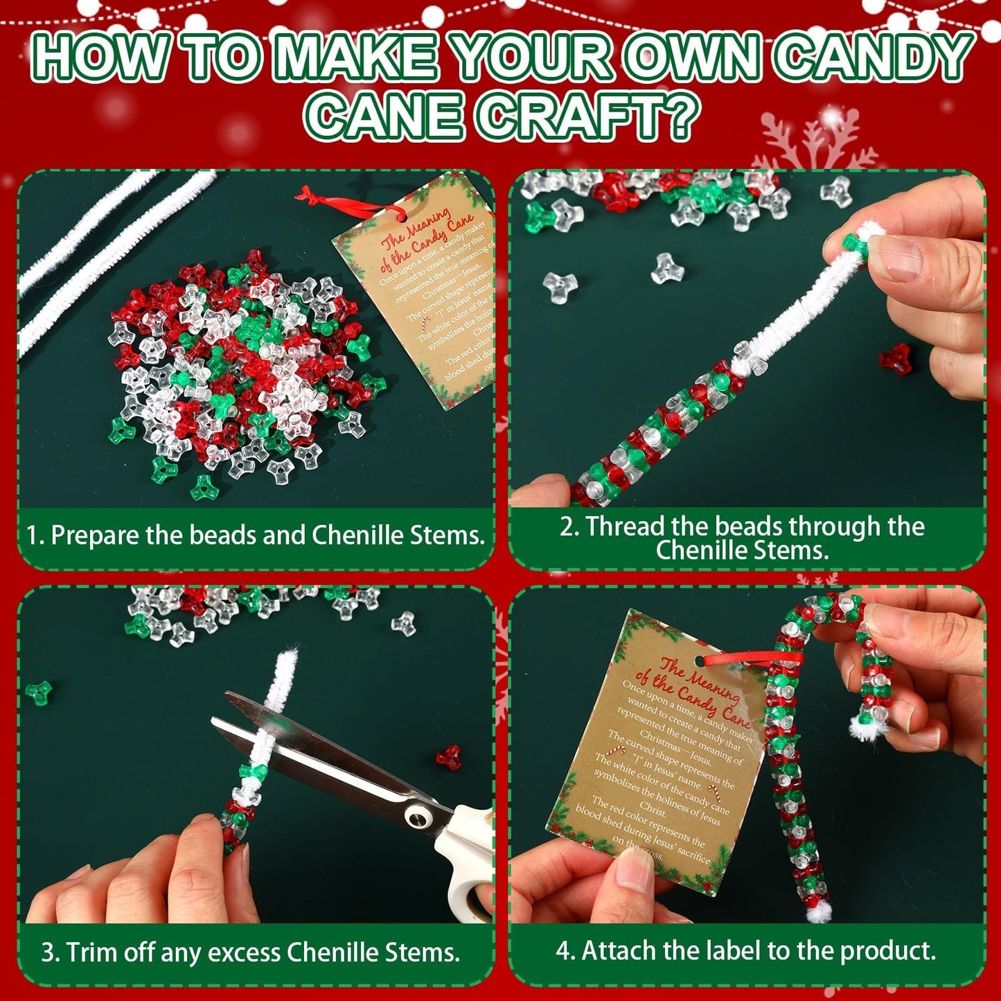 DTOFOOT 1625 Pcs Christmas Meaning of The Candy Cane Craft Kit