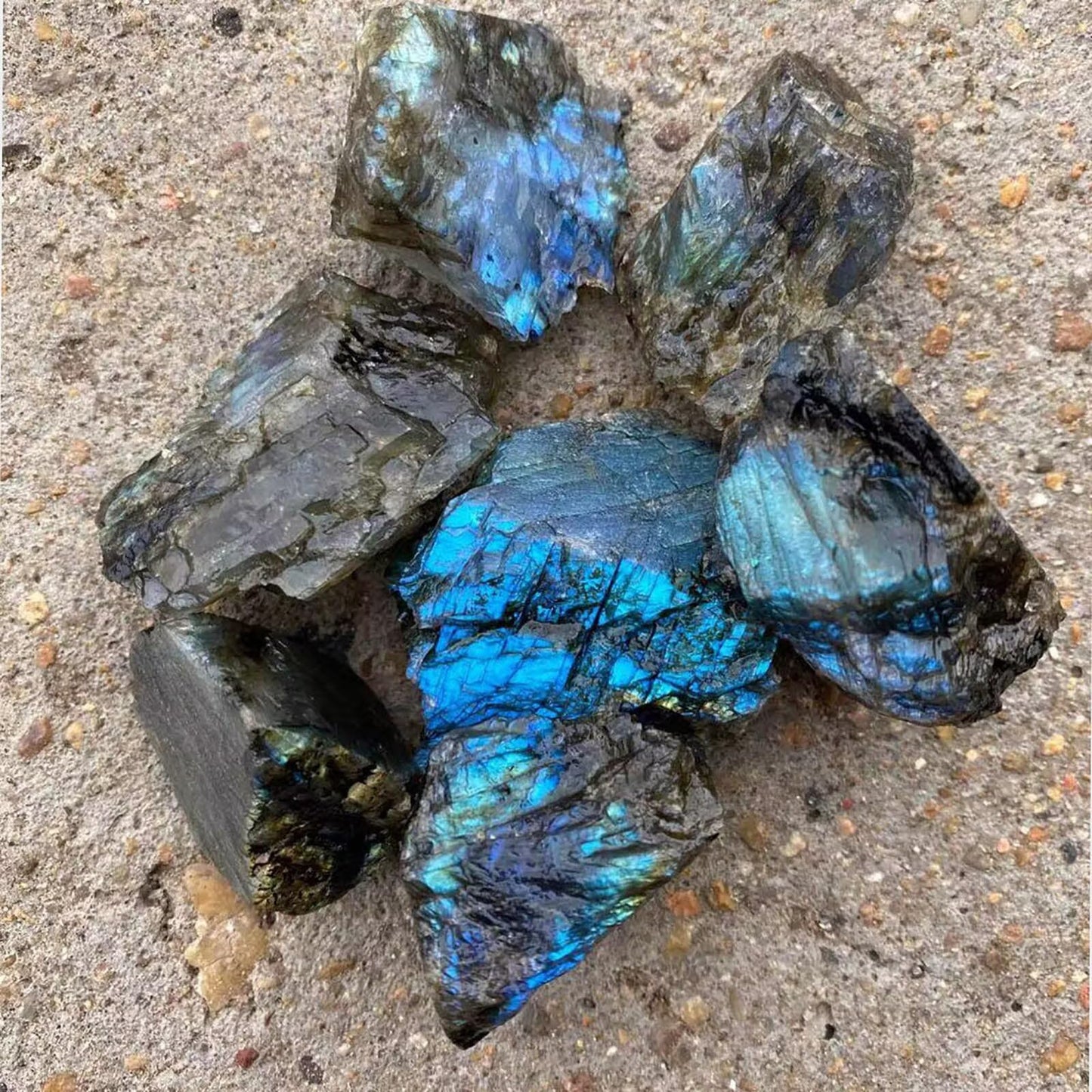 FZBHRO Raw Labradorite Stone Blue Rough Labradorite Rock Healing Crystal and Stone for Tumbling Meditation 0.8-1.3 Pound