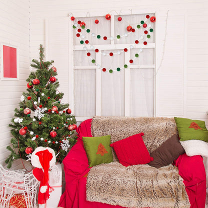 Boao 3 Pack Christmas Felt Ball Pom Pom Garland Holly and Berries Christmas Tree Decorations Red Green White Pompom Hanging Ornament String Banner Xmas Holiday Birthday Party Supplies Decor