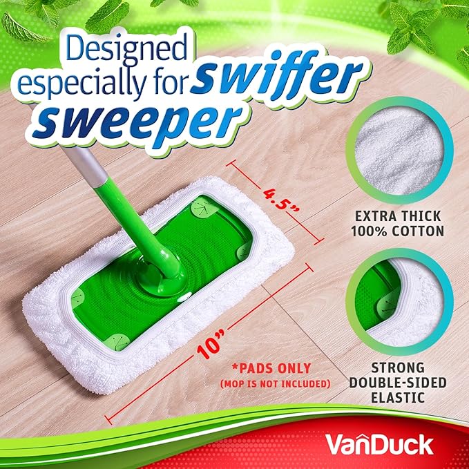 VanDuck Reusable 100% Cotton Mop Pads Compatible