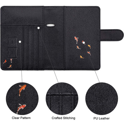 WALNEW Passport Holder for Travel, RFID Passport Cover Wallet for Women Men, PU Leather Passport Book Card Holder Case with Pen (Buckle Closure, Buckle-Carp)