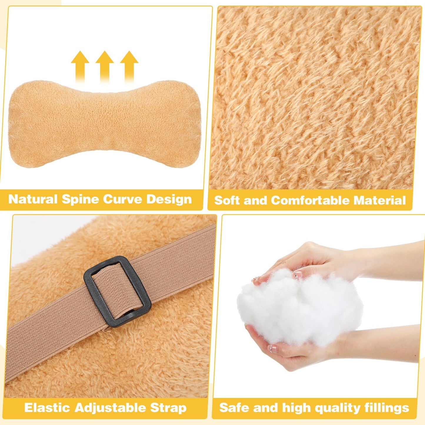 1 Pc Neck Pillow for Recliner Headrest Pillow Bone Shaped Chair Plush with Adjustable Strap Neck Support and Pain Relief Curve Head Cushion for Car Travel Airplane (Grey)