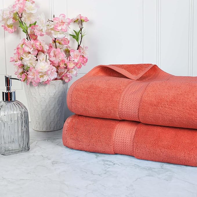 SUPERIOR Egyptian Cotton Pile Bath Sheet Set of 2, Ultra Soft Luxury Towels