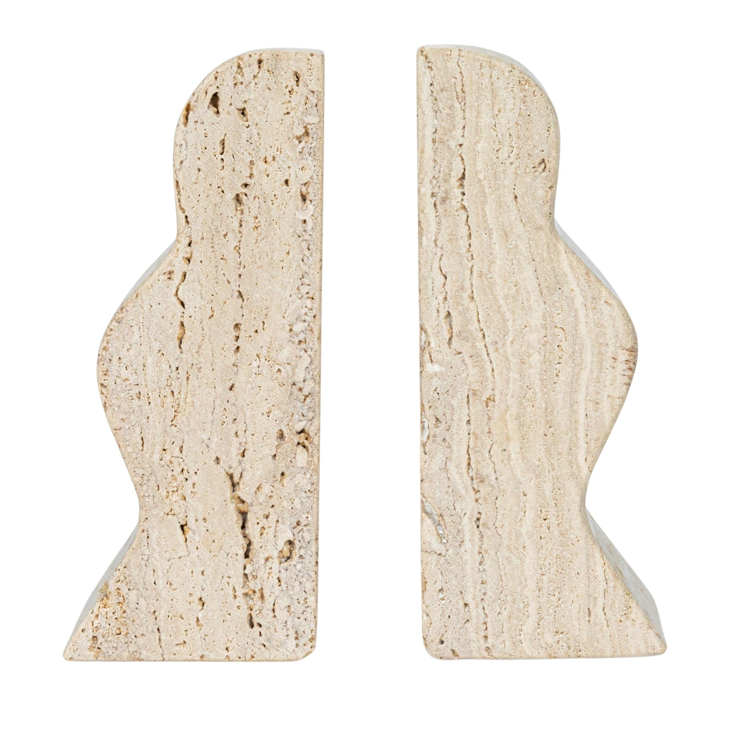 Creative Co-Op Decorative Travertine Wave Bookends, Natural