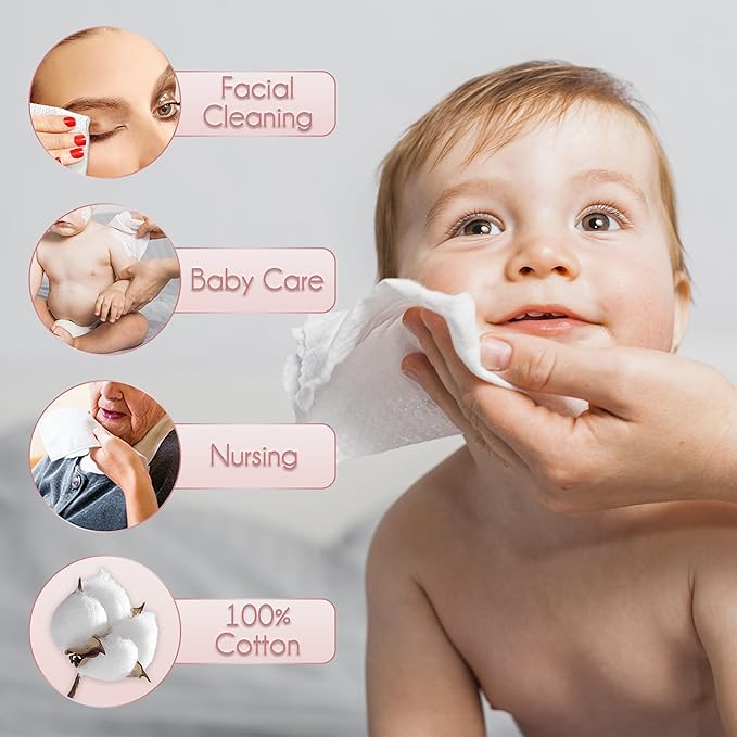 100% Cotton Disposable Face Towel 50 Count 10x12 Inch | Biodegradable Thick