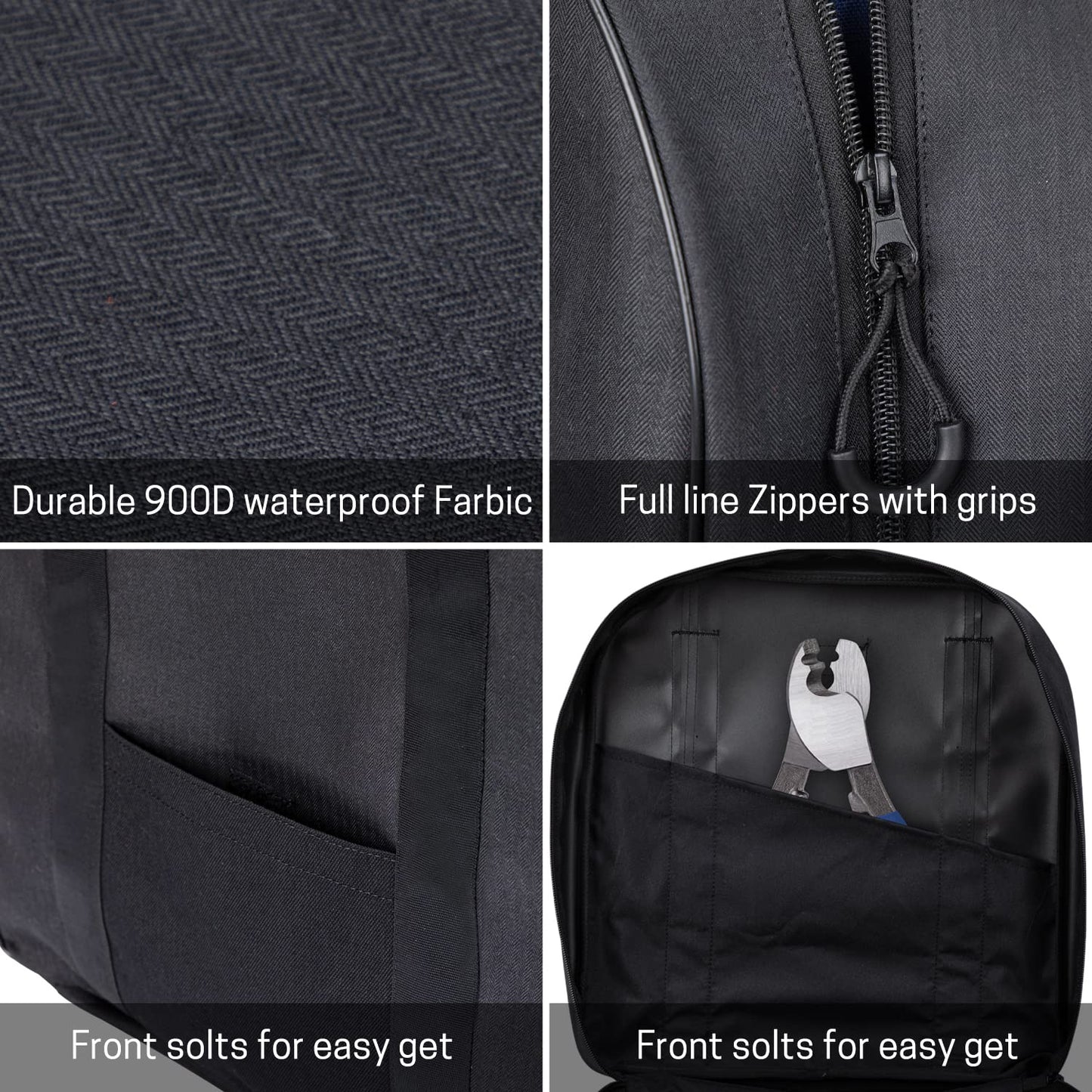 WISEPRO 15 Inch Jumper Cable Bag, Heavy Duty Cable Storage Bag, Water Resistant Cable Organizer Bag for Jumper Cable, EV Charging Cables, Cords and Hoses (15 Inch Black)