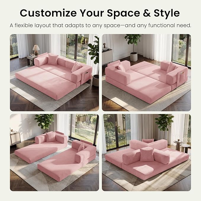 78.8" Convertible Futon Sofa Bed, Corduroy Futon Couch
