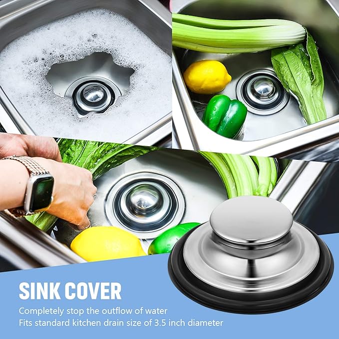 Mudder 3 Pcs Kitchen Sink Drain Strainer and Stopper Stainless Steel Garbage