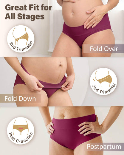 Intimate Portal Maternity Knickers Pregnancy Postpartum Underwear Foldable Cotton Pants 6-Pk Black XXL