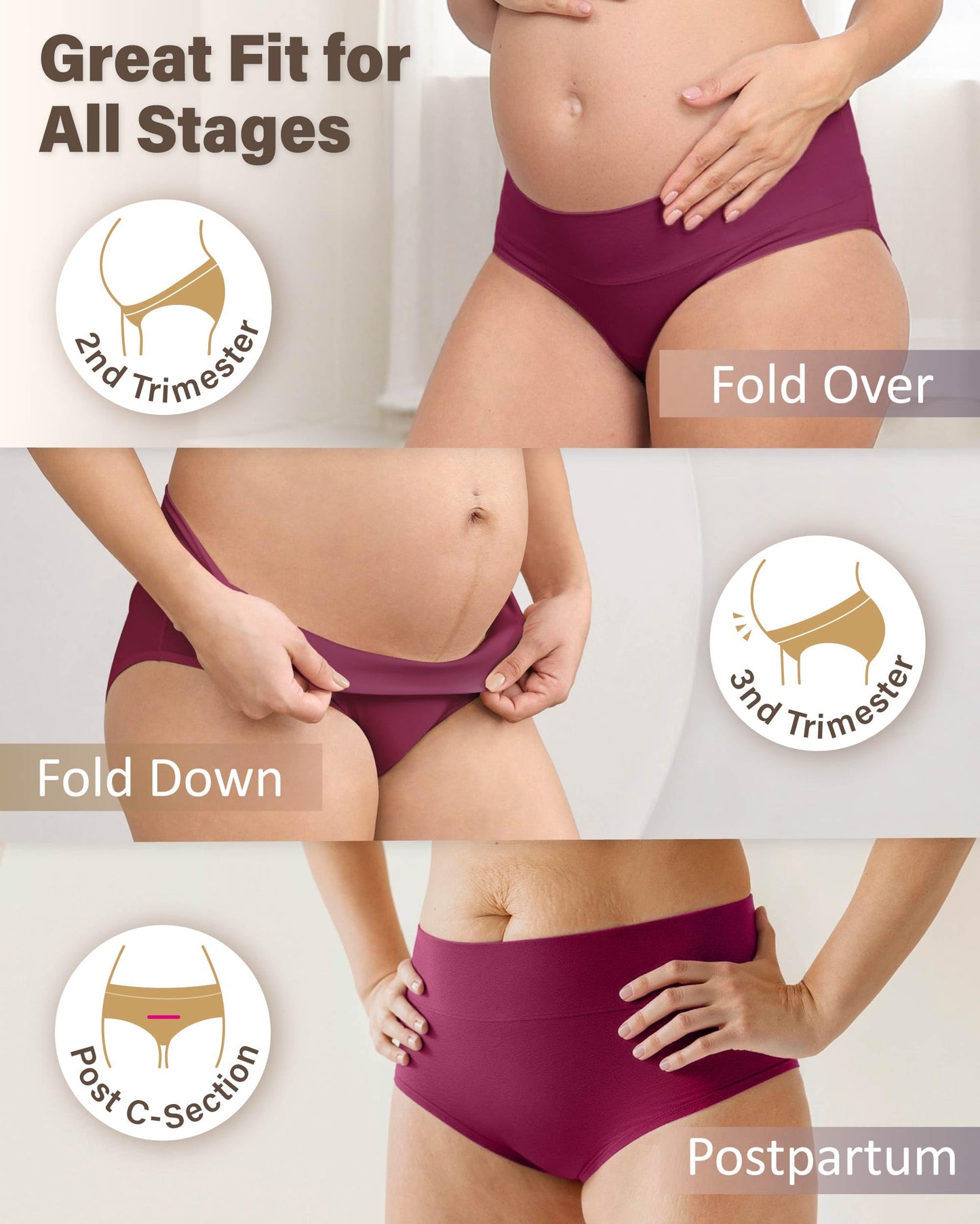 Intimate Portal Maternity Knickers Pregnancy Underwear After Birth Foldable Under Bump Pants 6-Pk Epitome L