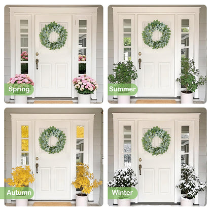 GOVIRAYE 24 Inch Flocked Lambs Ear Wreath for Front Door Outside, All Season Winter Farmhouse Door Wreath, Cozy Rustic Wall & Outdoor Decor