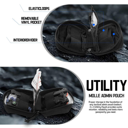 Small Admin Pouch Molle, Tactical Mini Utility Tool EDC Waist Belt Pouches Bag for Vest Backpack