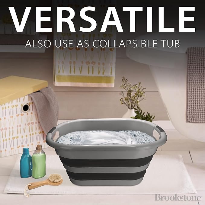 BROOKSTONE Collapsible Laundry Basket Set, Modern Medium Collapsible Basket Set