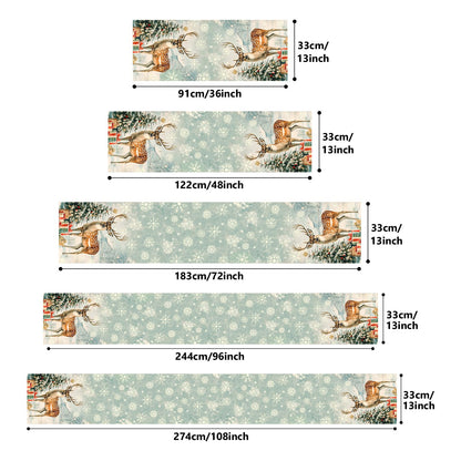 VIV CHERBL Christmas Table Runner with Reindeer, Snowflakes & Christmas Decorations, Table Decoration for Dining Party and Home Decor,36x13 inches