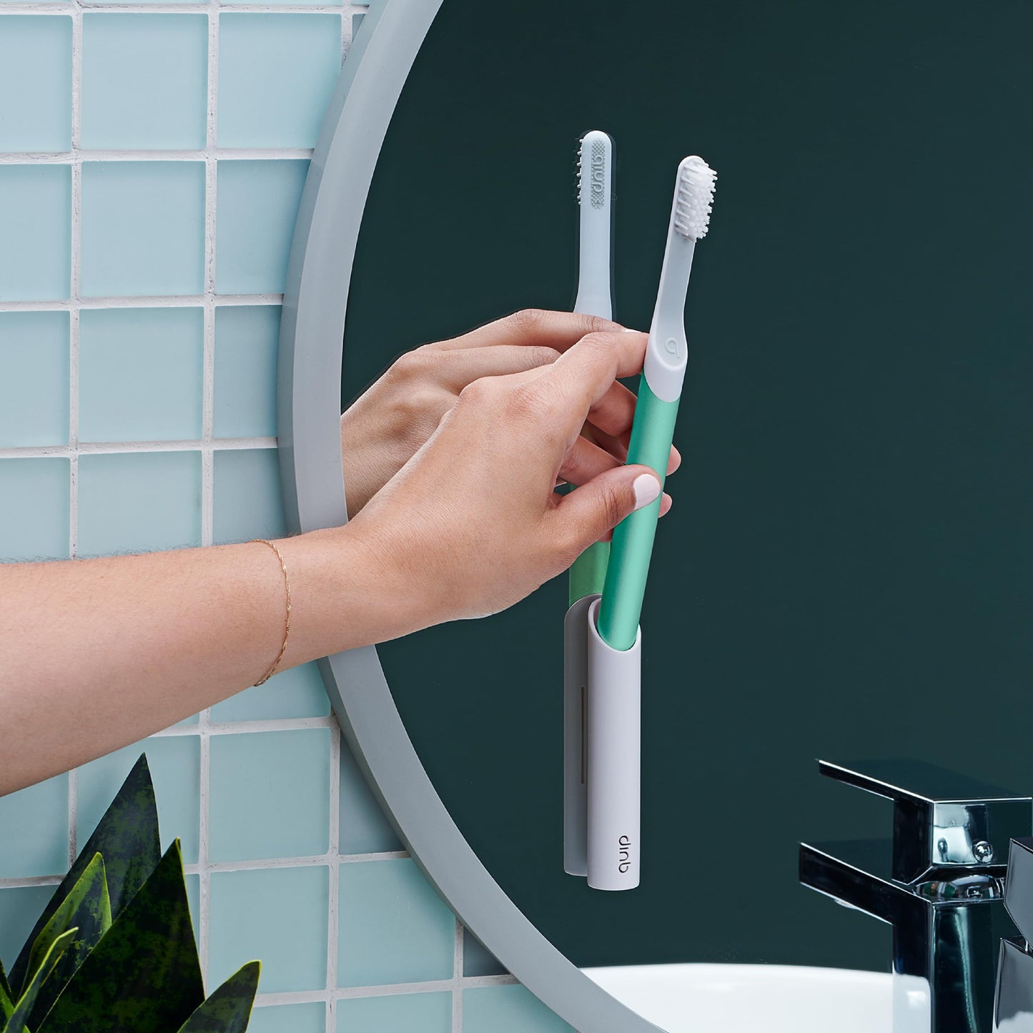 Quip Sonic Electric Toothbrush for Adults - Time Travel & Soft Bristles with Travel Case & Replacement Brush Head - 3 Month Battery Life, Plastic Handle - Magenta