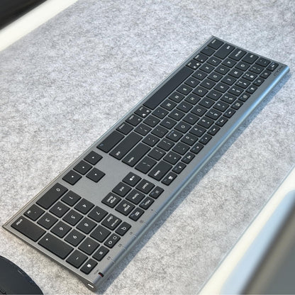 Macally Wireless Bluetooth Keyboard for Mac - Compatible Apple Keyboard or MacBook Pro/Air, iMac - Multi-Device, Up to 3 Devices with 110 Keys, 20 Shortcuts, Numeric Keypad, and Rechargeable - Silver