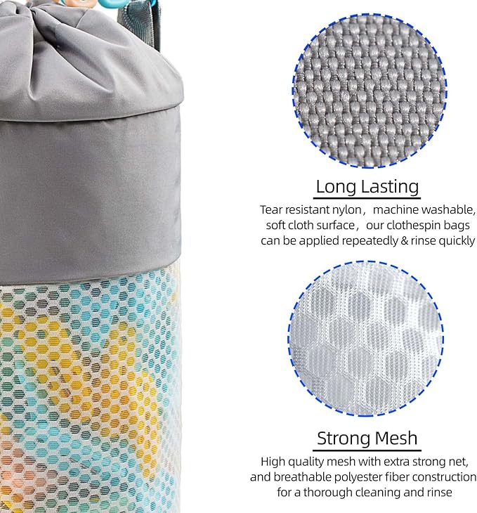 Mesh Clothespin Bag Holder Outside, Ventilation and Moisture Resistance
