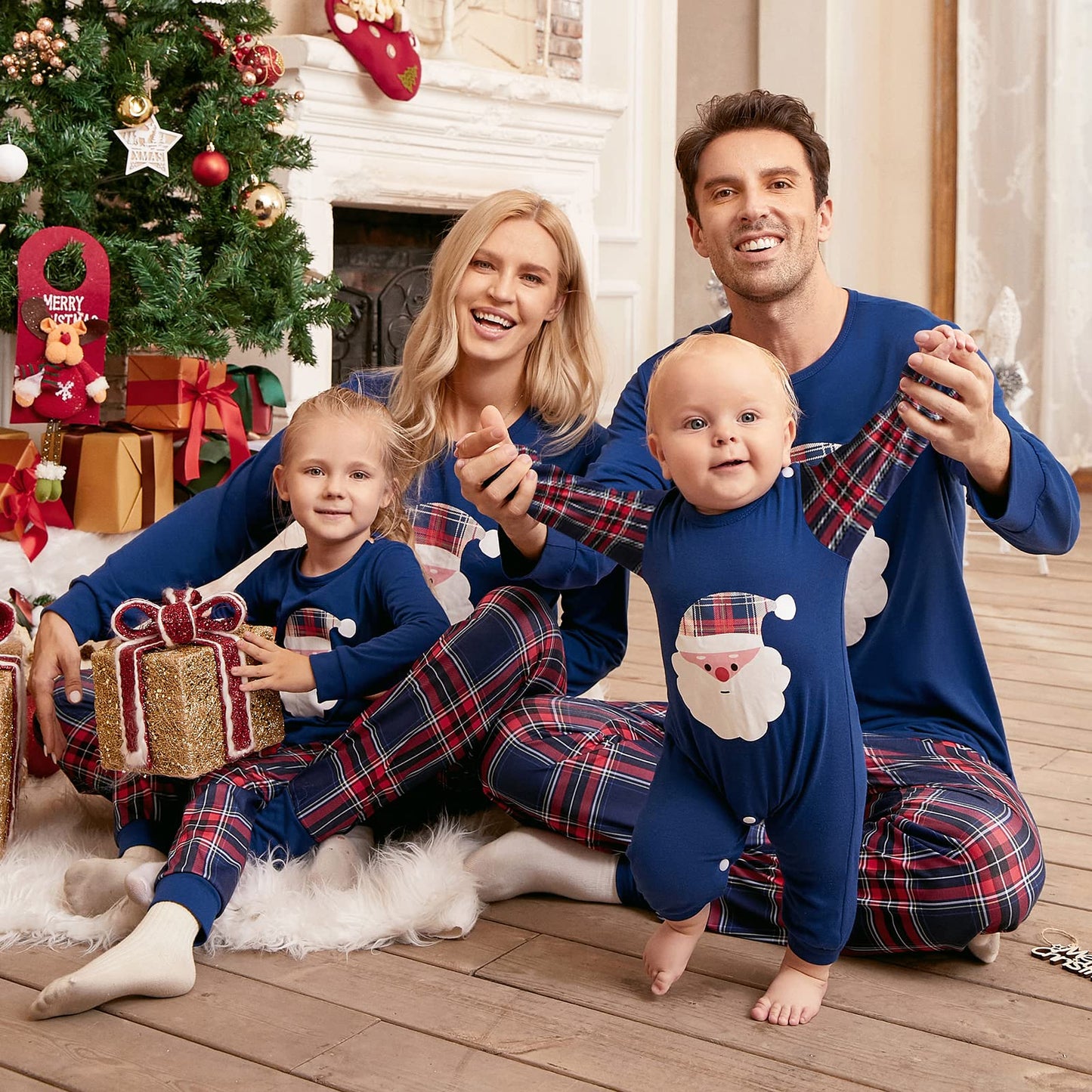 Honwenle Family Christmas Pajamas Matching Sets Soft Long Sleeve Family Christmas Pjs Sleepwear Holiday Lounge Set