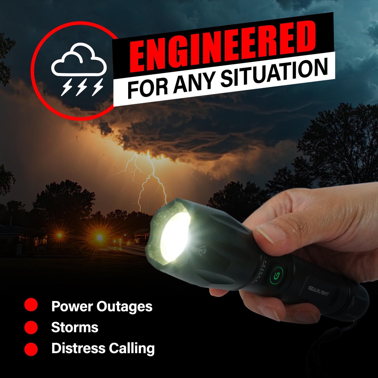 GearLight S1000 LED Tactical Flashlight - High Lumens, USB-C Fast Charging, Dual-Button, IPX4 Water-Resistant, Pocket-Sized for Camping & Emergencies with Batteries - 2 Pack, (Rechargeable)