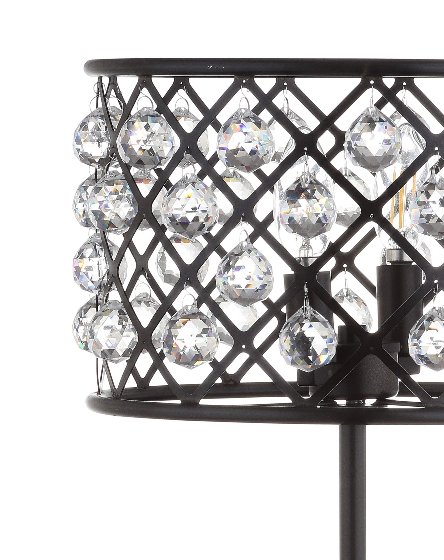 JONATHAN Y 22.5" Oil Rubbed Bronze 2-Light Crystal and Iron Table Lamp, Modern Glam Bedside Nightstand Lamp with Clear Crystal Spheres, UL Listed, LED Bulbs Included JYL9022A