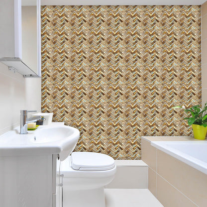 HOMETITUTE 20Pcs Gold Marble Mosaic Tile Stickers Peel and Stick Decorative Tiles Waterproof Removable Sticker Tiles Backsplash Decals for Kitchen Bathroom Stair Riser Wall Covering 4x4 Inch(not 3D)