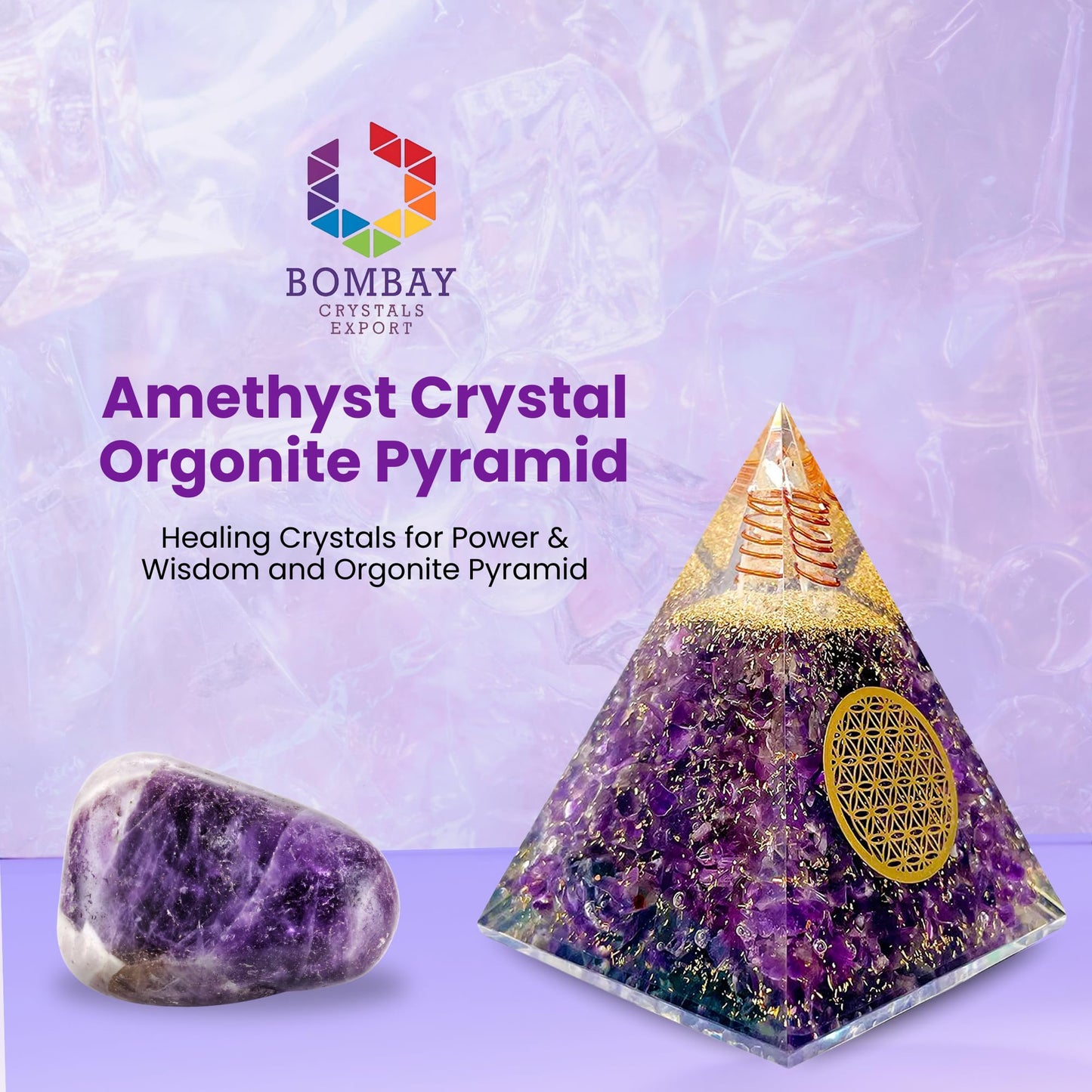 Orgone Pyramid of Success, Amethyst Orgonite Pyramid, Reiki Energy Generator for Healing, Meditation, and Positive Energy