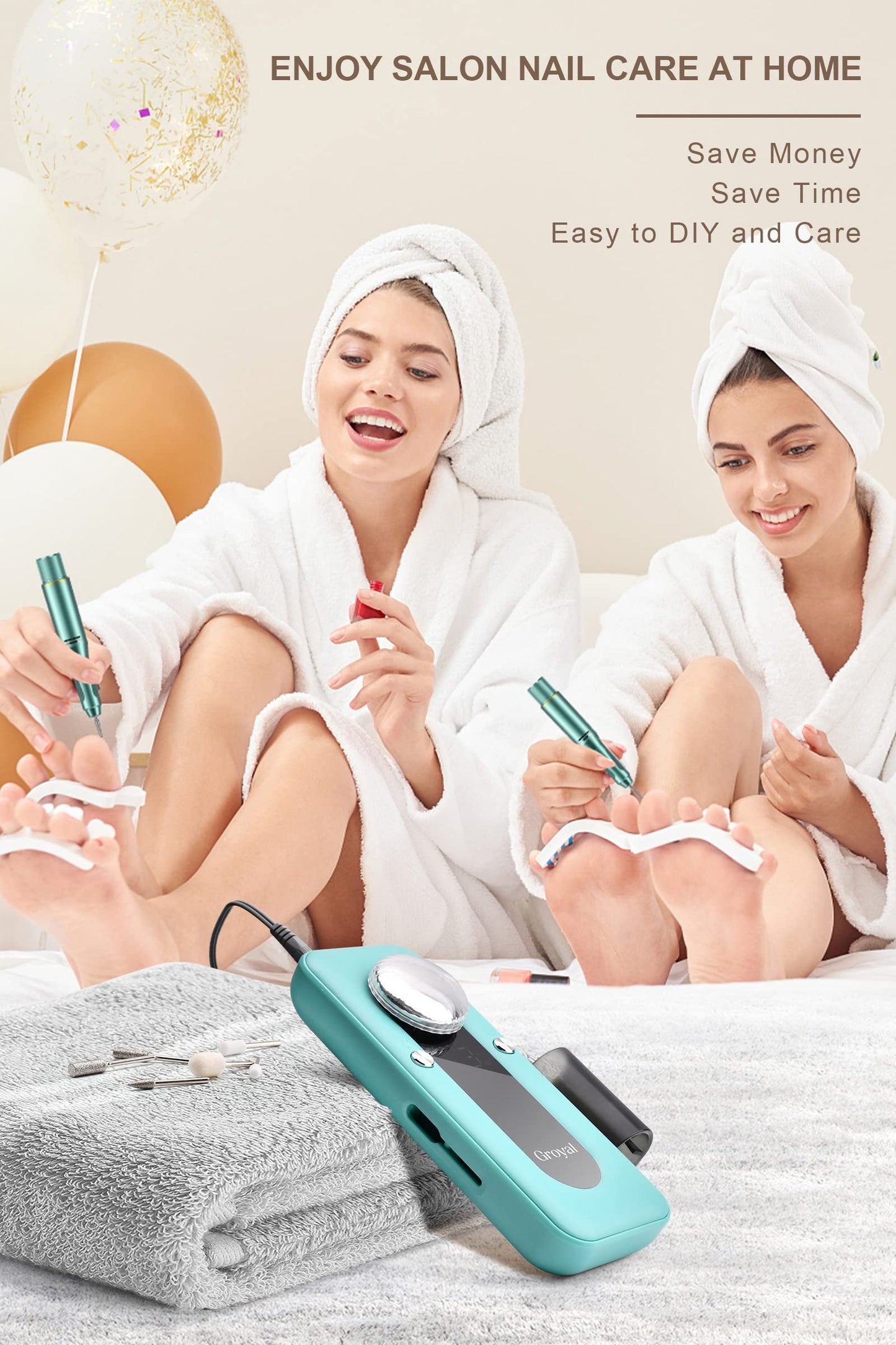 Electric Nail Drill Professional, 45000RPM Cordless Electric Nail File for Acrylic Gel Nails, Professional Nail Drill Manicure Pedicure Polishing Shape Tools for Home Salon