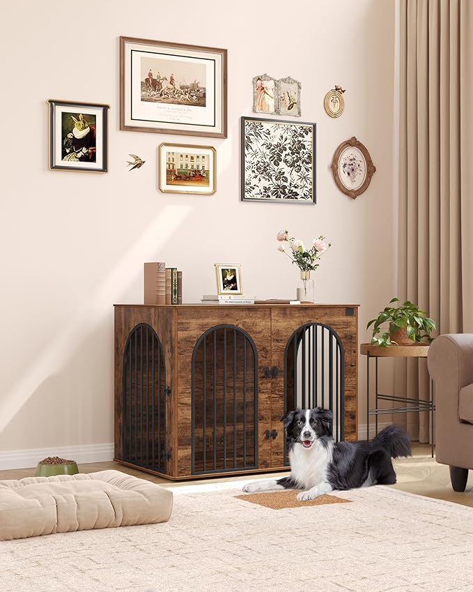 Hzuaneri 44.1" Wooden Dog Crate Furniture, Indoor Dog Kennel Dogs Cage