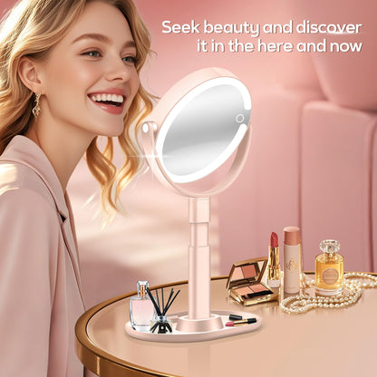 B Beauty Planet Makeup Mirror with Lights, Lighted Magnifying Mirror 30X with 3 Lighting and Adjustable Brightness, 2-Sided Height Adjustable Vanity Mirror for Bathroom, Gifts for Women White