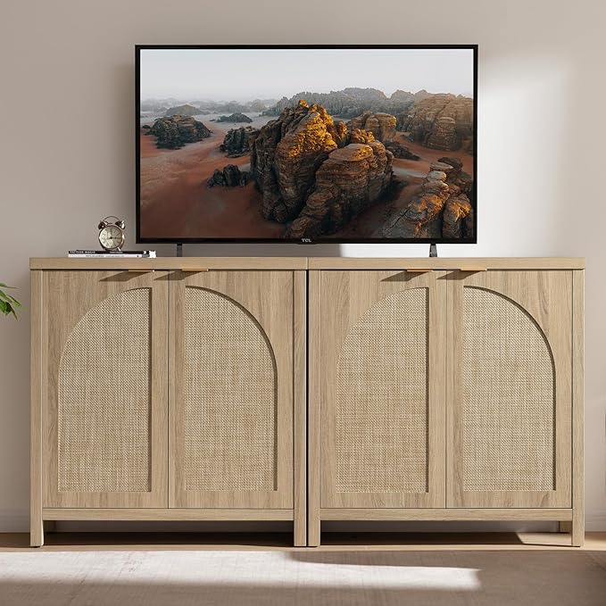 SICOTAS Rattan Sideboard Buffet Cabinet