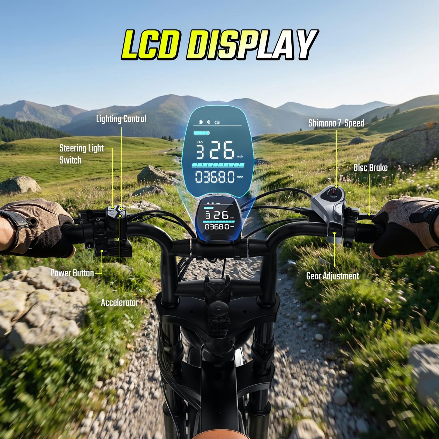 SISIGAD Electric Bike for Adults, Peak 1500W Motor, Range 70Miles, Fat Tire 20" Retro Ebike, 48V 15Ah Removable Battery, 7-Speed E Bike for City Commuting, Off-Roading, Mountain, UL 2849 Dark Black