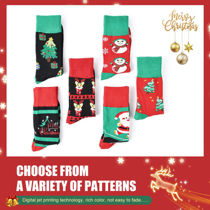 Moonlight Manor Christmas Socks For Men, 6 Pack Mens Christmas Socks, Xmas Crew Socks US Size 6-13
