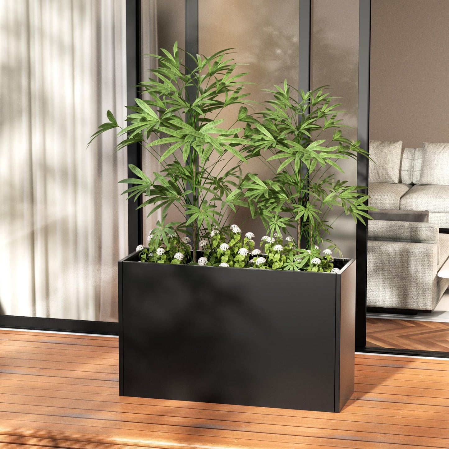 Talustool Heavy Duty Steel Raised Planter Box 30”x12”x24 with Adjustable Shelf - Rust-Resistant Large Indoor/Outdoor Garden Container, 6 Drainage Holes, Reinforced Metal for Patio, Balcony, Deck