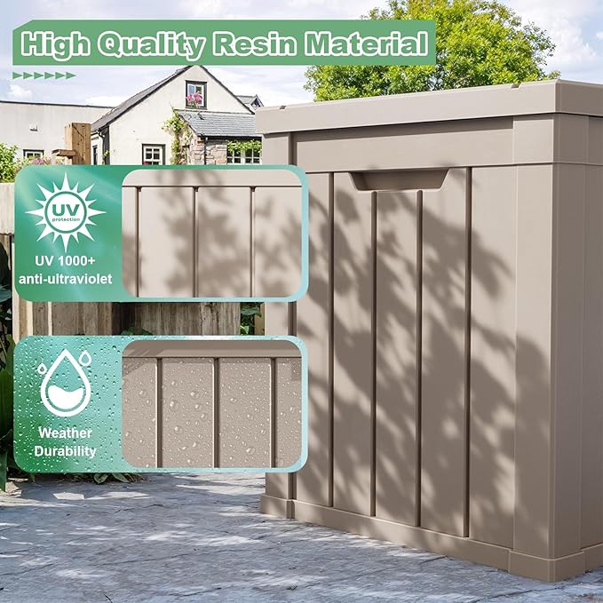 DRATO 50 Gallon Deck Box, Outdoor Storage Box for Patio Cushion, Garden Tools, Waterproof Patio Storage box, Lockable (Gray，50 Gallon)