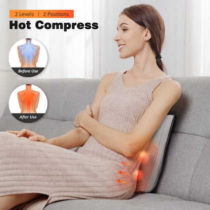 Boriwat Back Massager with Heat, 3D Kneading Massage Pillow for Back, Neck, Shoulder, Leg Pain Relief Deep Tissue, Gifts for Women Men Mom Dad