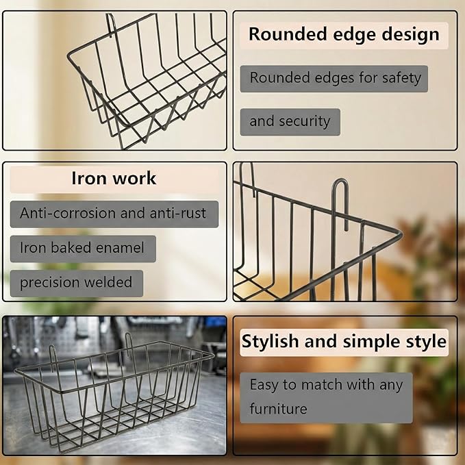 10 PCS Wire Baskets Wall Grid Panel Hanging Wire Basket Hanging Wall Baskets No