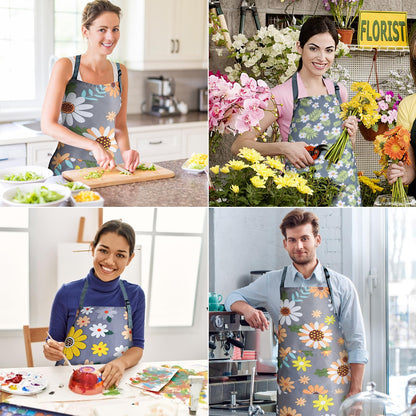 IHFAIO Apron for Women with Pockets, Adjustable Waterproof Floral Chef Aprons for Kitchen, Gardening, Cooking, BBQ or Baking, 3Pcs (3)