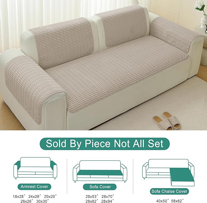 Foxdecor Couch Arm Covers Sofa Arm Cover, Arm Chair Covers Set of 2, Non-Slip