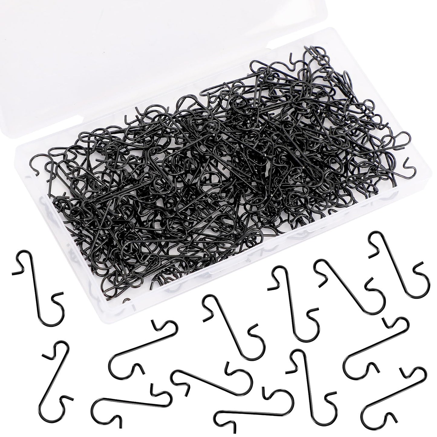 SEPGLITTER 240 PCS Christmas Ornament Hooks Black Metal Wire Hooks S-Shaped Hangers with Storage Box for Hanging Christmas Decoration