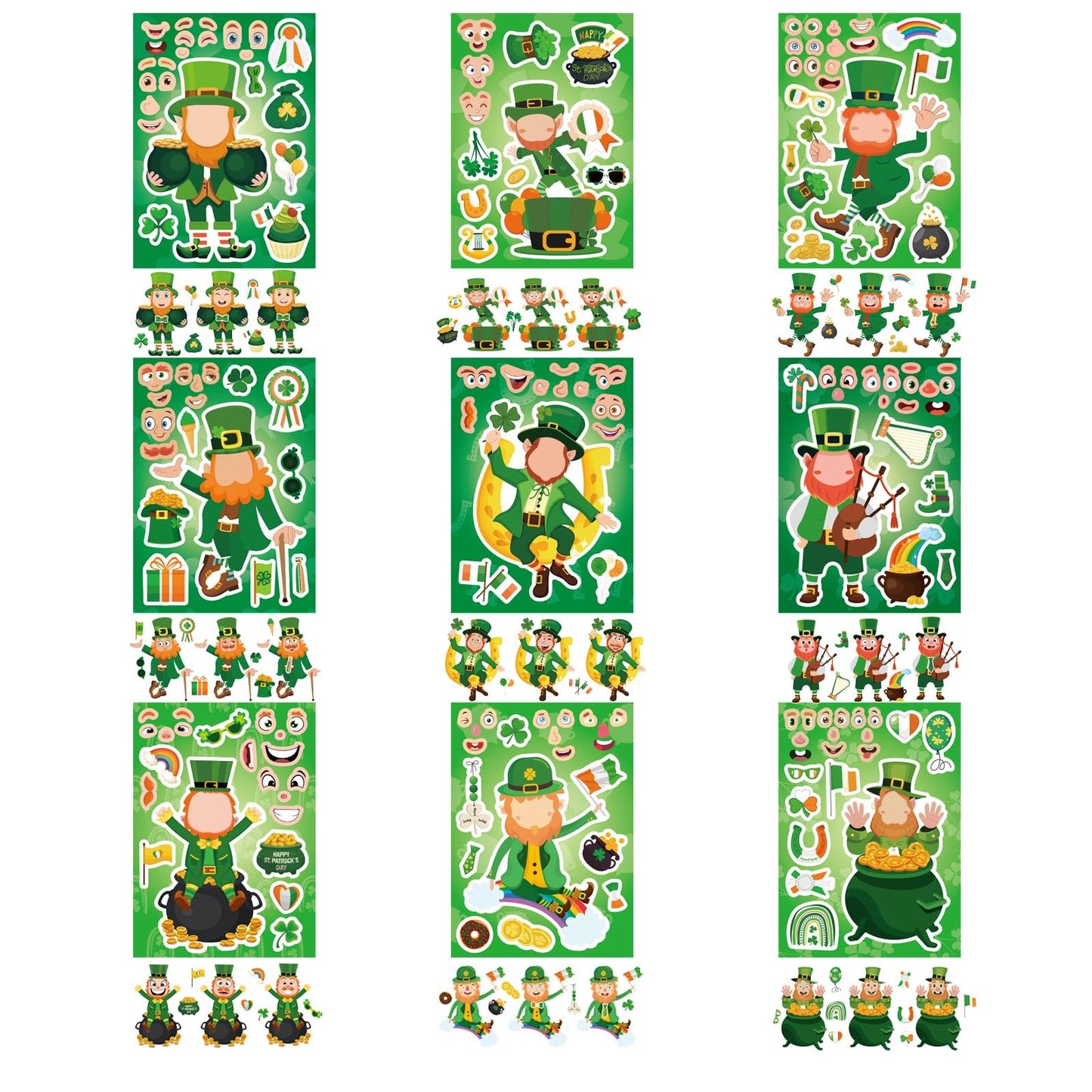 27 Sheets St. Patrick's Day Stickers for Kids Toddlers, Make a Face Stickers, Make Your Own Stickers DIY Saint Patrick Irish Stickers for St. Patrick's Day Craft Party Favor Decorations