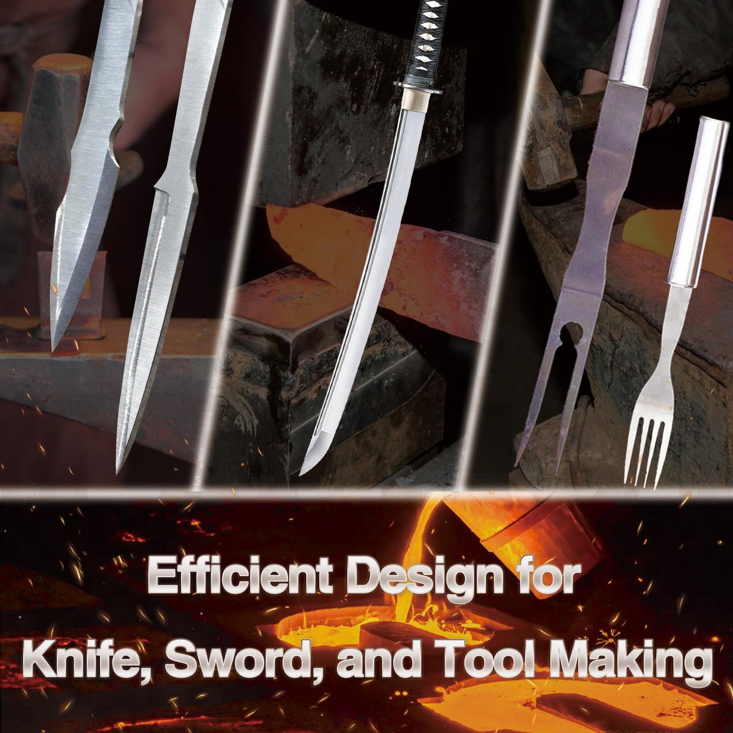 Nelyrho Portable Blacksmith Beginner Forge Kit with 30PSI Regulator, Dual Burners Professional Artists Hobby Knife Making Blacksmith Tools (Double Burners)